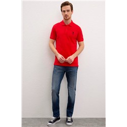 Erkek Kırmızı Basic Polo Yaka Tişört