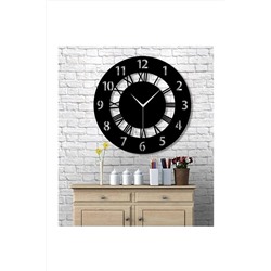 Wooden Factory Time Collection Latin Ve Roma Rakamlı Ahşap Dekoratif Duvar Saati (siyah) WF-RLSAAT