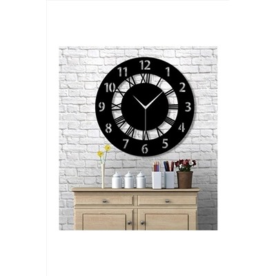 Wooden Factory Time Collection Latin Ve Roma Rakamlı Ahşap Dekoratif Duvar Saati (siyah) WF-RLSAAT