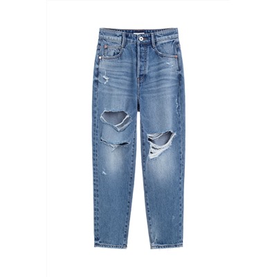 Vaquero slim fit 7/8 de tiro alto Azul