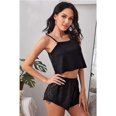 Imoda Kadın Siyah Arkası Komple Dantel Şortlu Pijama Takımı PIMD2534