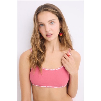 Sujetador top algodón copas extraíbles rosa