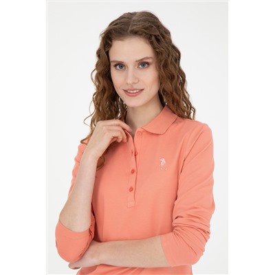 Kadın Somon Basic Polo Yaka Sweatshirt