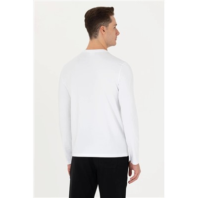 Erkek Beyaz Basic Sweatshirt