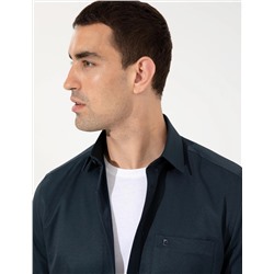 Lacivert Regular Fit Kısa Kollu Gömlek