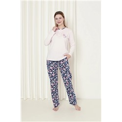 AHENGİM Woman Kadın Pijama Takımı Süprem Uzun Kol Altı Çiçekli Pamuklu Mevsimlik W20282243 1-2-10001182