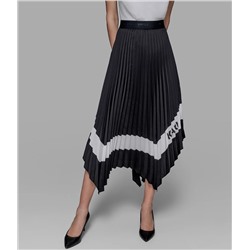 PLEATED ASYMMETRIC MIDI SKIRT