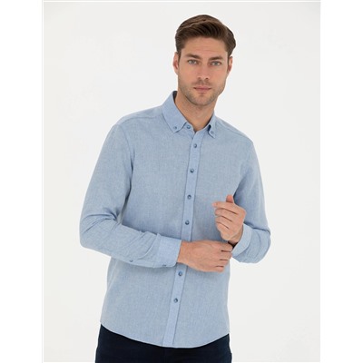 Mavi Slim Fit Uzun Kollu Gömlek