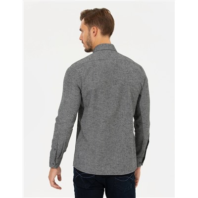 Gri Slim Fit Uzun Kollu Gömlek