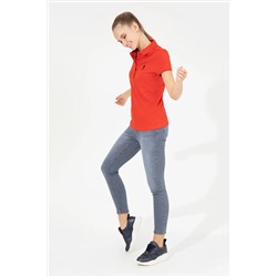 Kadın Kırmızı Basic Polo Yaka Tişört