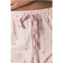 Pijama largo 100% algodón flores rosa