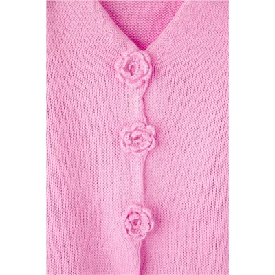 Pembe Çiçek Detaylı Triko Hırka TBBAW26AV00020