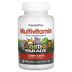 Мультивитамины пищевая добавка NaturesPlus, Animal Parade, вкус вишни, 180 жевательных таблеток в форме животных