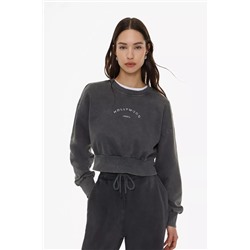 Acid wash cropped sweatshirt