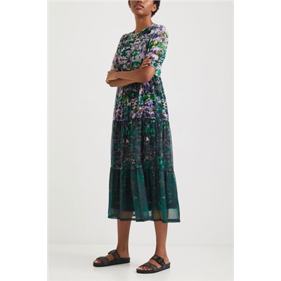 Vestido midi volantes