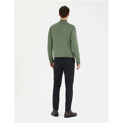 Siyah Slim Fit Kanvas Pantolon