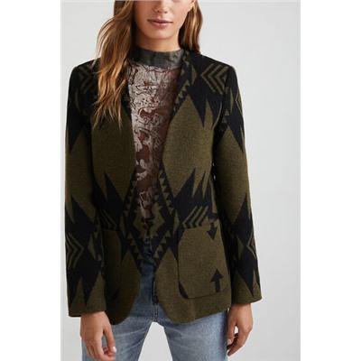 Blazer slim lana estampado