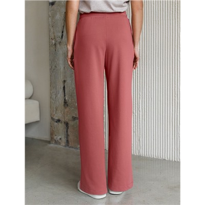 Прямые трикотажные брюки на резинке из футера двухнитки эластичные