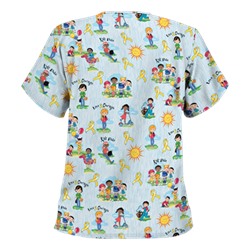 UA Golden Children White Print Scrub Top