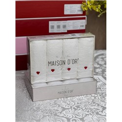 Подарочный набор махровых салфеток с вышивкой SOFT HEARTS  4 шт в наборе