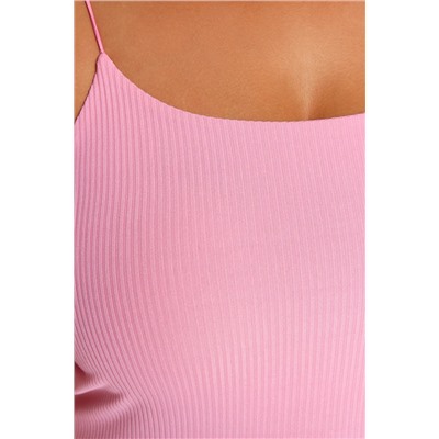 Pembe Spagetti Askılı Crop Fitilli Örme Büyük Beden Bluz TBBSS23AF00013