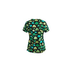 White Cross Scrubs Hop Happy Print Top