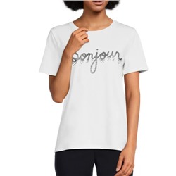 Karl Lagerfeld Paris Bonjour Embellished Crewneck T-Shirt