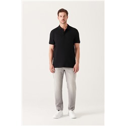 Siyah %100 Pamuk Serin Tutan Polo Yaka T-Shirt