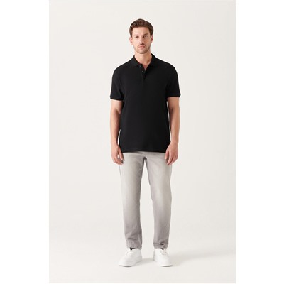 Siyah %100 Pamuk Serin Tutan Polo Yaka T-Shirt