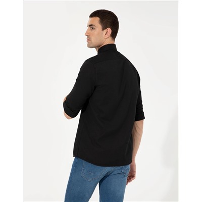 Siyah Slim Fit Oxford Gömlek