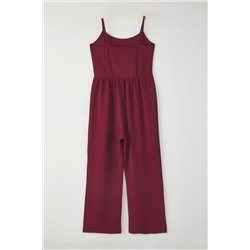 Bordo Askılı Örme Büyük Beden Tulum TBBSS25BG00001