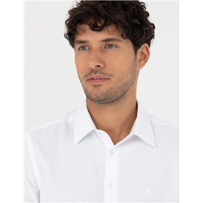 Beyaz Slim Fit Uzun Kollu Gömlek