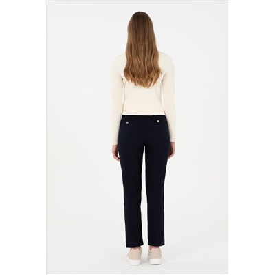 Kadın Lacivert Carrot Hight Waist Fit Kanvas Pantolon
