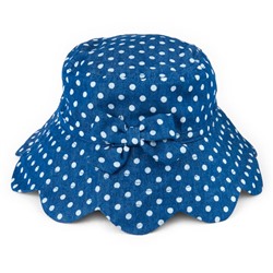 Toddler Girls Dot Print Chambray Scalloped Sun Hat