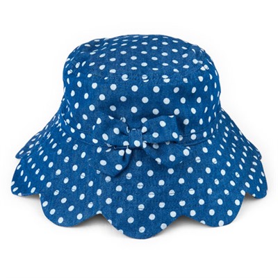 Toddler Girls Dot Print Chambray Scalloped Sun Hat