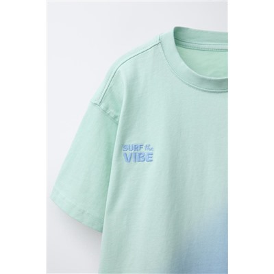 TIE-DYE T-SHIRT WITH EMBROIDERED SLOGAN