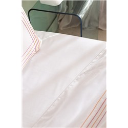 Holly King Size %100 Pamuklu Nevresim Takımı - Beyaz/Turuncu
