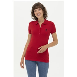 Kadın Kırmızı Basic Polo Yaka Tişört