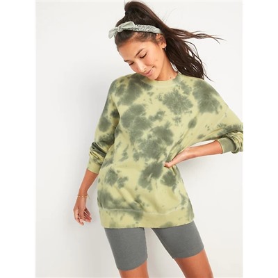 Vintage Long-Sleeve Garment-Dyed French-Terry Tunic Sweatshirt for Women
