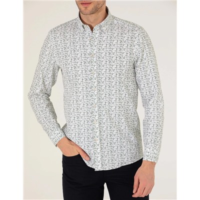 Haki Slim Fit Uzun Kollu Gömlek