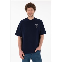 Erkek Oversize Fit Bisiklet Yaka Lacivert Tişört