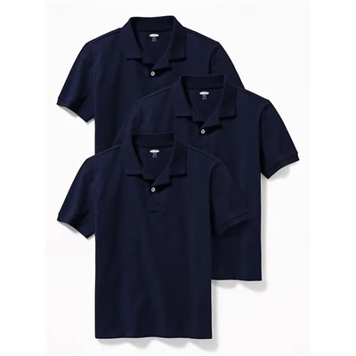 Built-In Flex Uniform Pique Polo 3-Pack for Boys