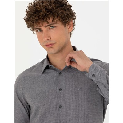 Antrasit Slim Fit Uzun Kollu Gömlek