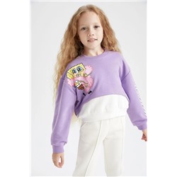 Defacto Kız Çocuk Spongebob Crop Bisiklet Yaka Sweatshirt Y4233A622AU