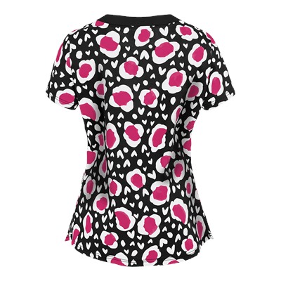 koi Scrubs Spots And Hearts Split Neck Print Top