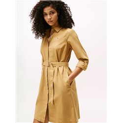 Long-Sleeve Belted Oxford Shirtdress