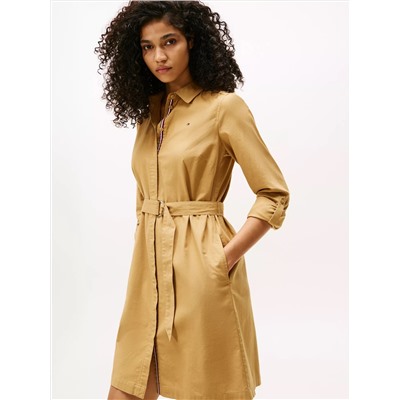 Long-Sleeve Belted Oxford Shirtdress