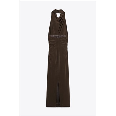 LONG HALTER DRESS WITH OPEN BACK