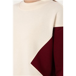 Kadın Krem Bisiklet Yaka Sweatshirt