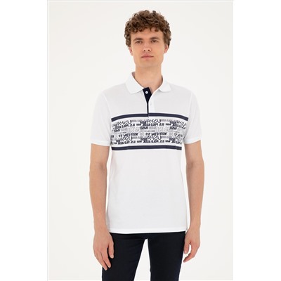 Erkek Regular Fit Polo Yaka Beyaz Tişört
